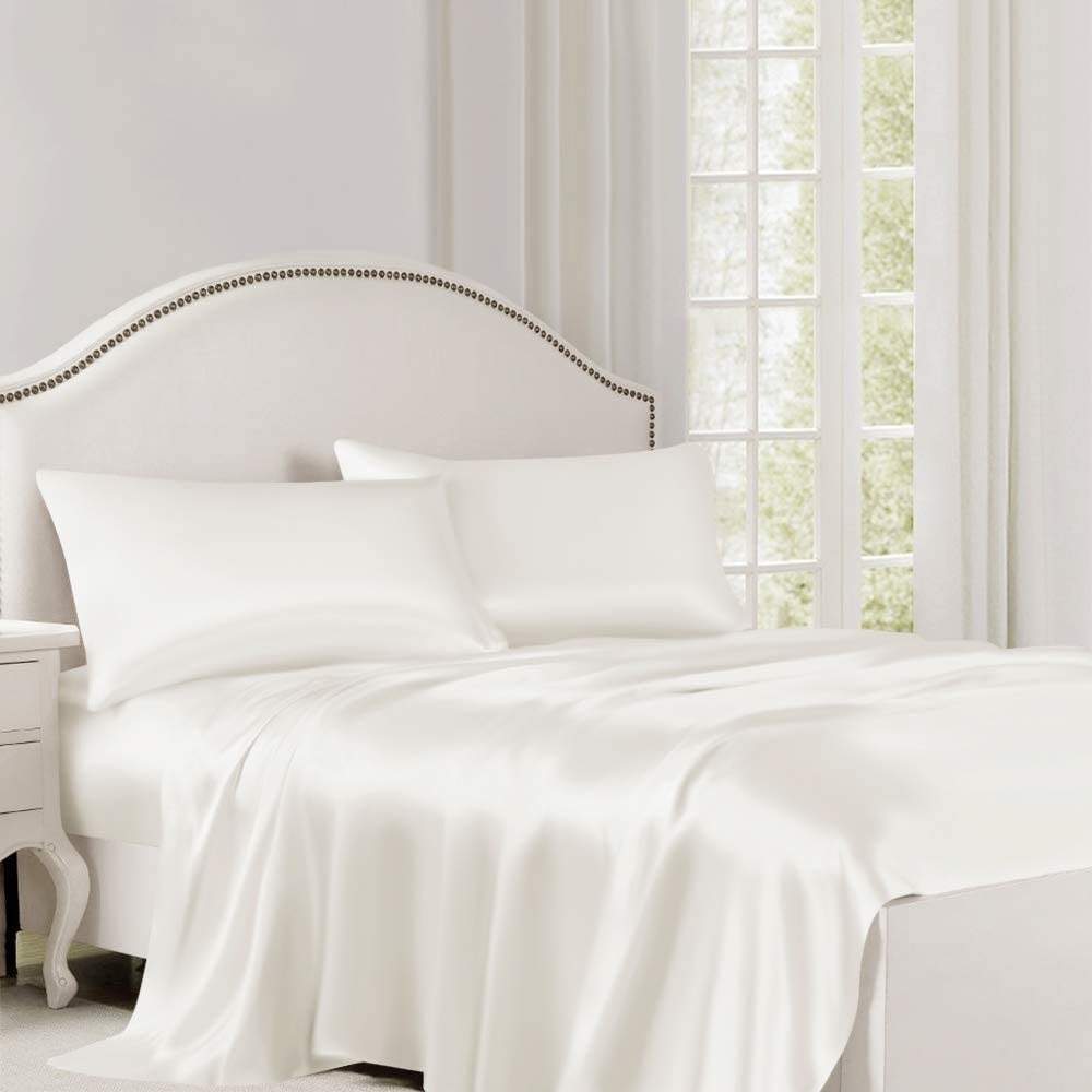 buy ivory silk flat sheet