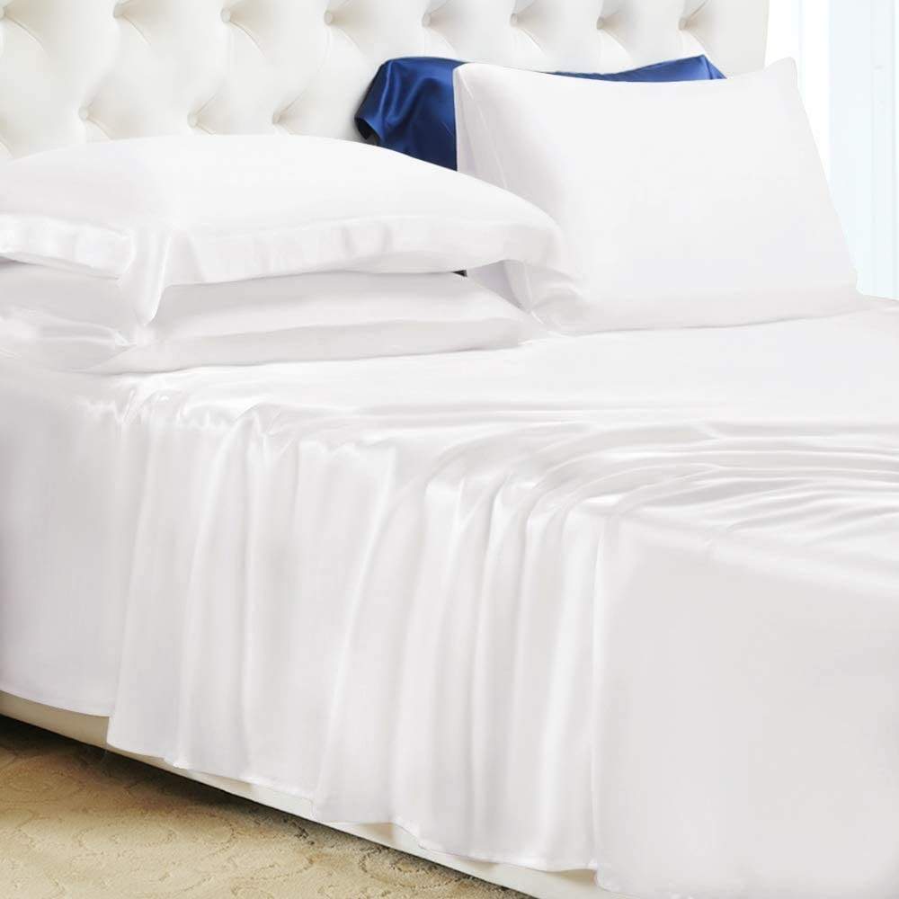 buy white mulberry silk sheet