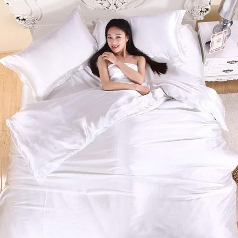 buy white satin silk sheets