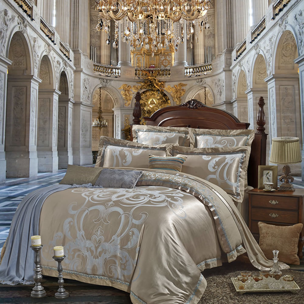 Luxury bedding set in a styled bedroom